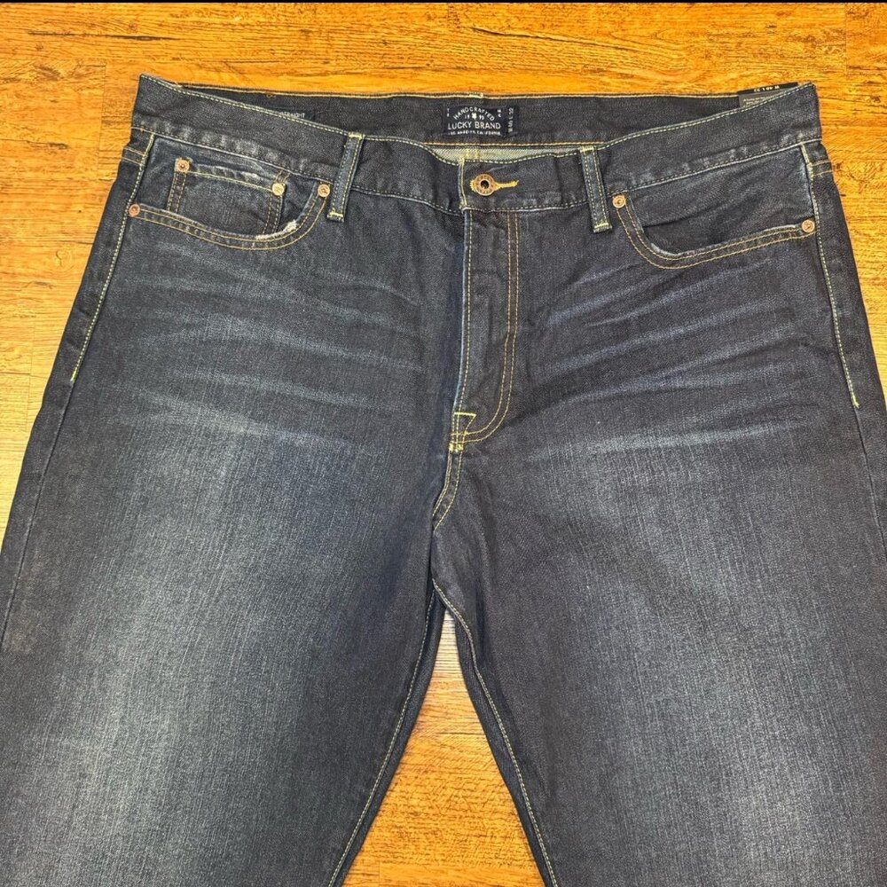 Lucky‎ Brand Blue 361 Vintage Straight Dark Wash Casual Denim Jeans Men's 40x32 - Picture 3 of 10